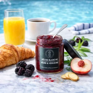 Confiture Pêche Blanche, Mûre, Verveine